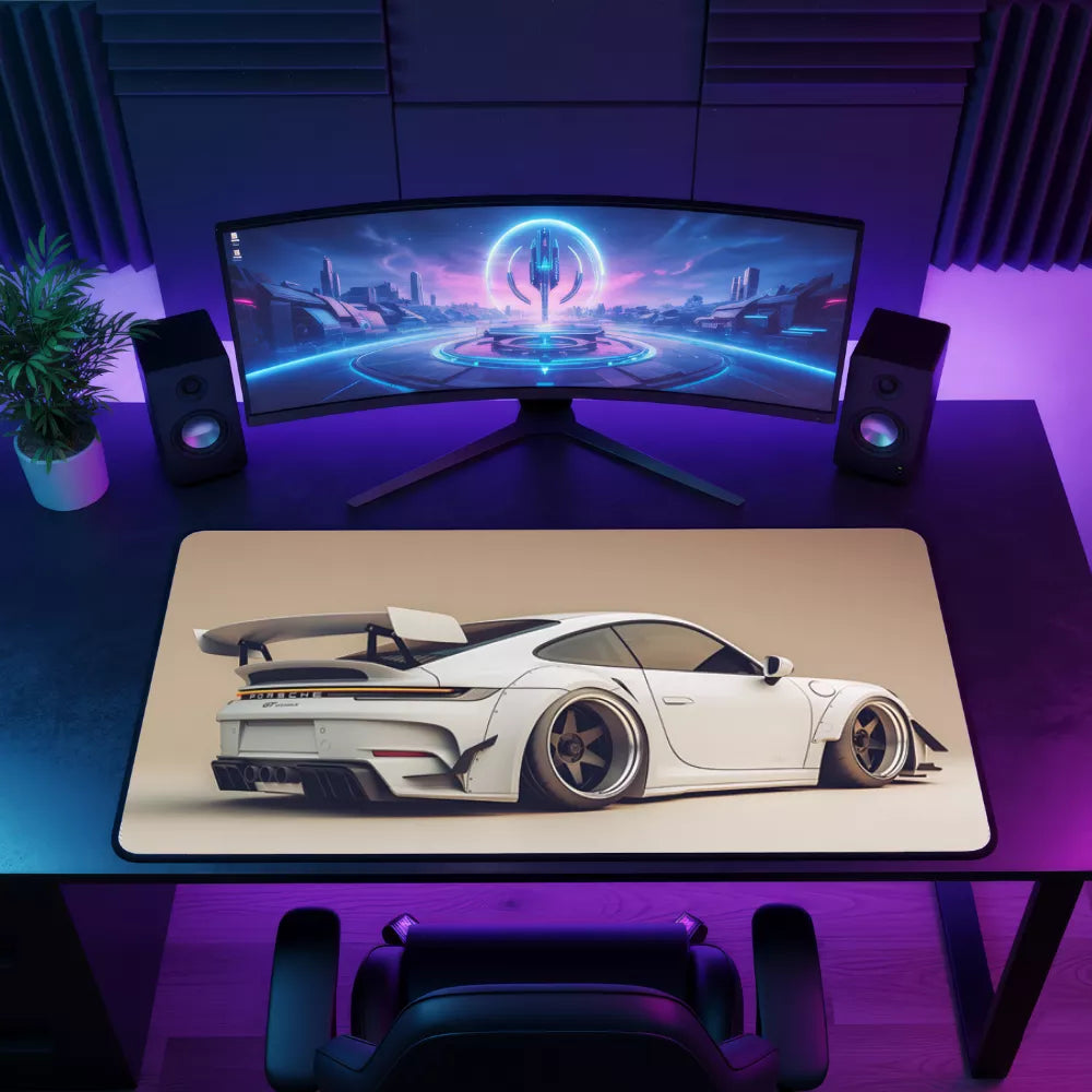 Meilleur tapis de souris ergonomique Porsche blanche