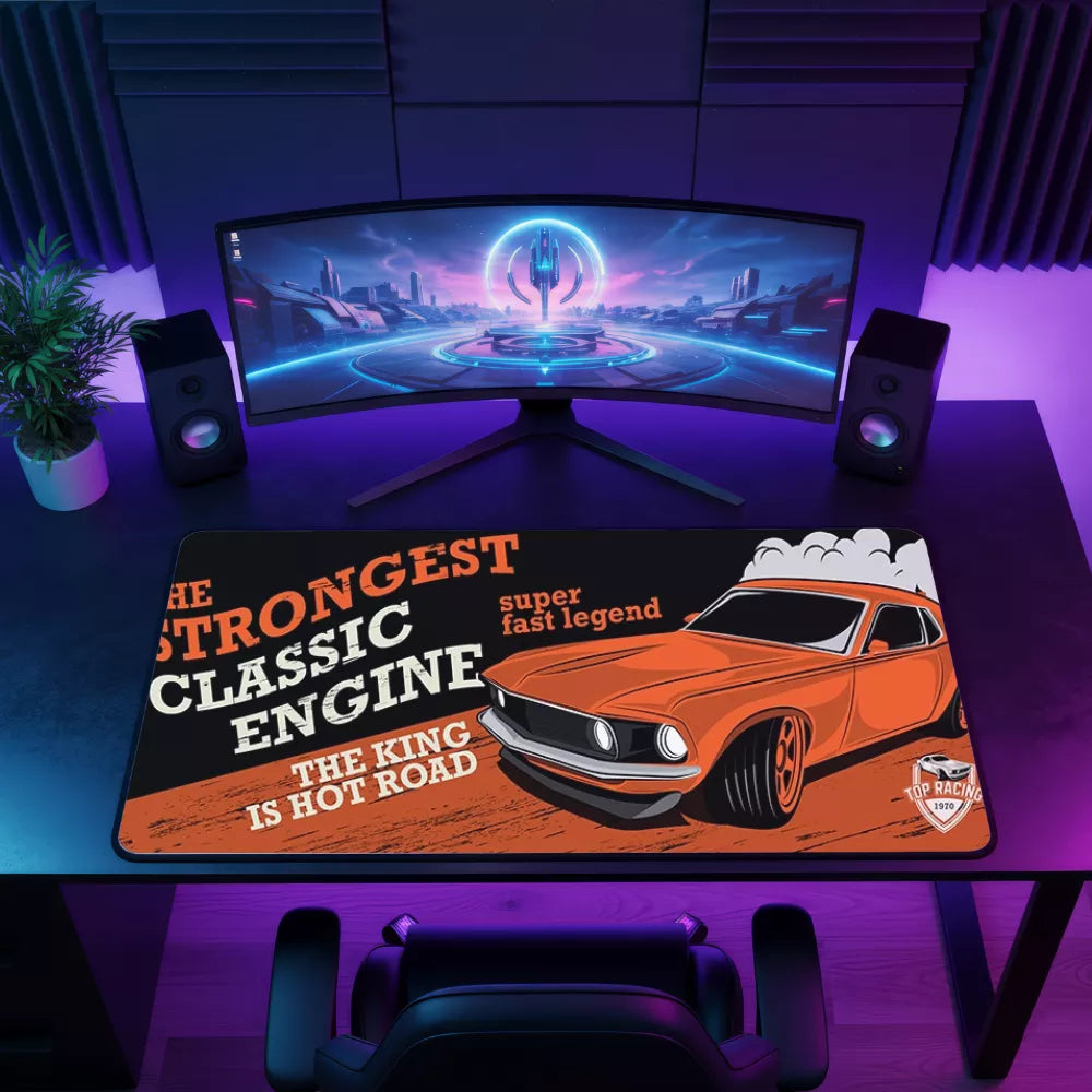 Meilleur tapis de souris xxl voiture vintage orange