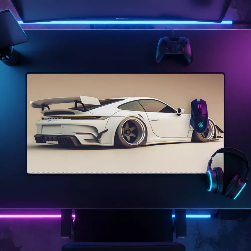Tapis de souris gamer porsche blanche pour bureau