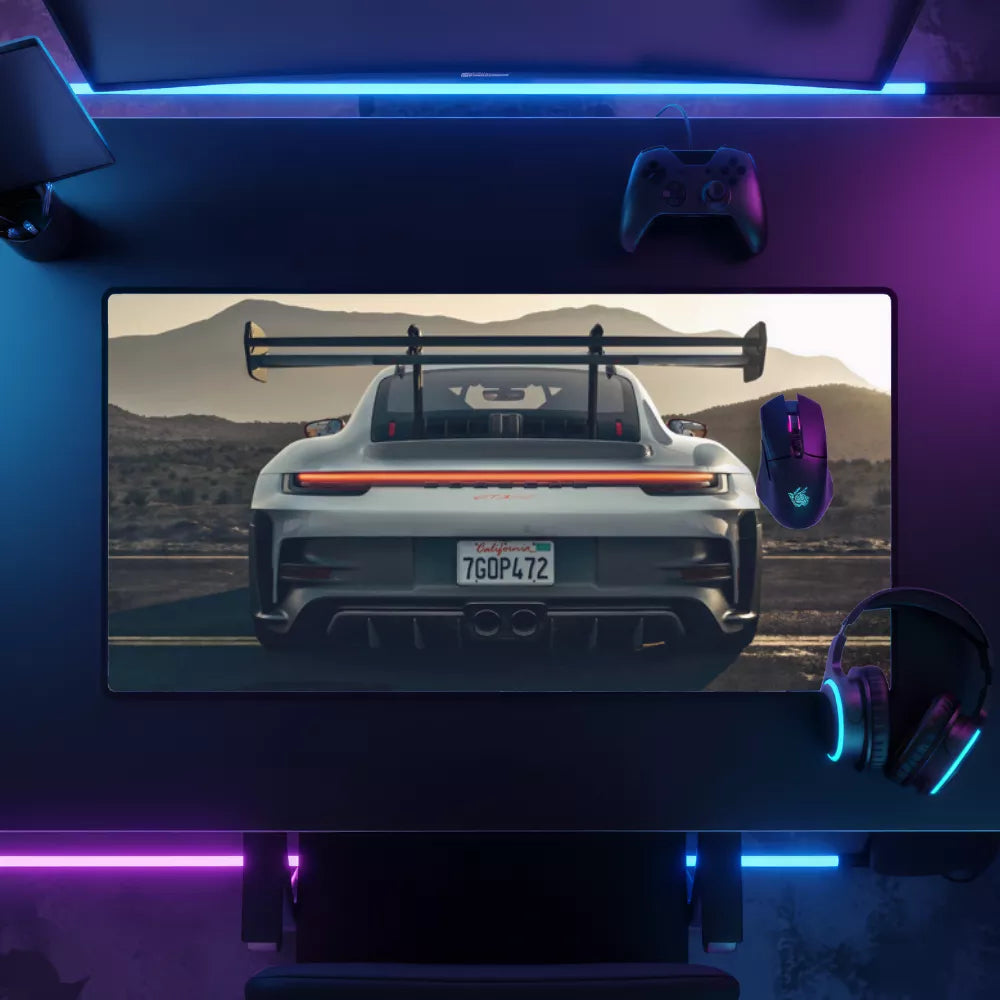 Tapis de souris xxl Porsche de dos avec aileron