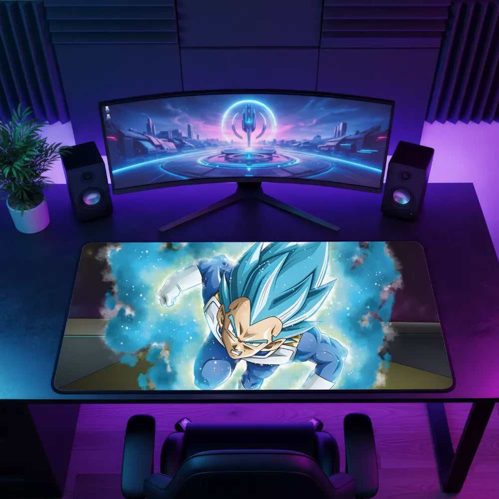Setup gaming tapis de souris Vegeta XXL Ultra Instinct en vol – tapis de souris pour gamer