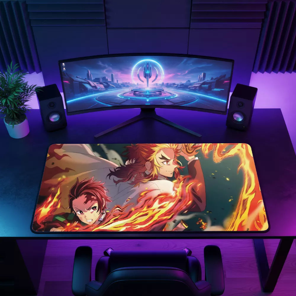 Tapis de souris Demon Slayer Rengoku feu gaming