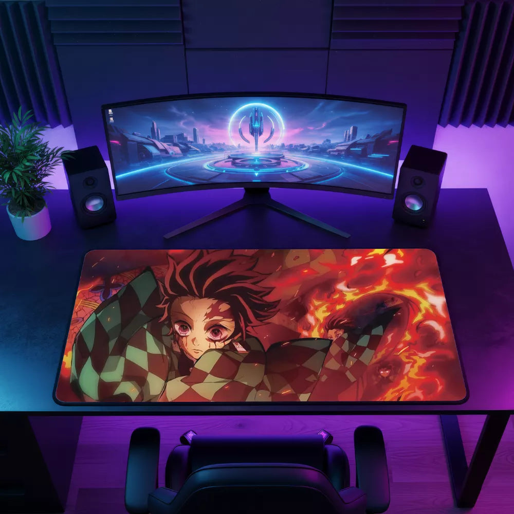 Tapis de souris Demon Slayer Tanjiro design rouge