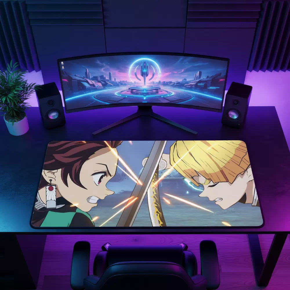 Tapis de souris Demon Slayer Zenitsu vs Tanjiro combat