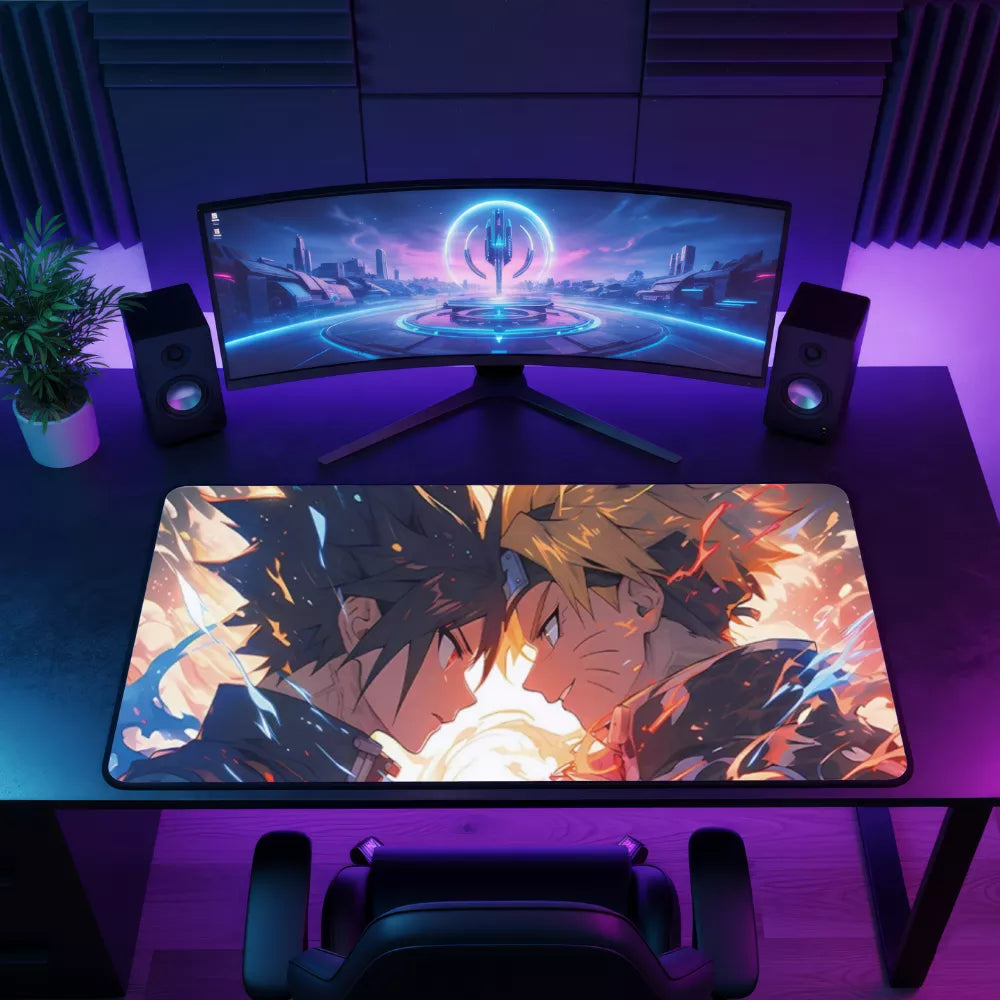 Tapis de souris Naruto XXL Sasuke vs Naruto – tapis de souris 1200x600 pour setup