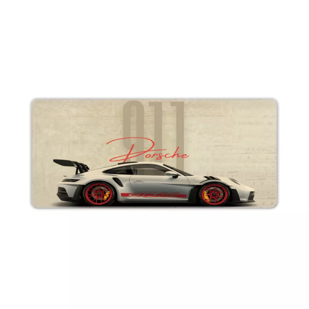 Tapis de souris XXL Porsche blanche, confortable et surface durable