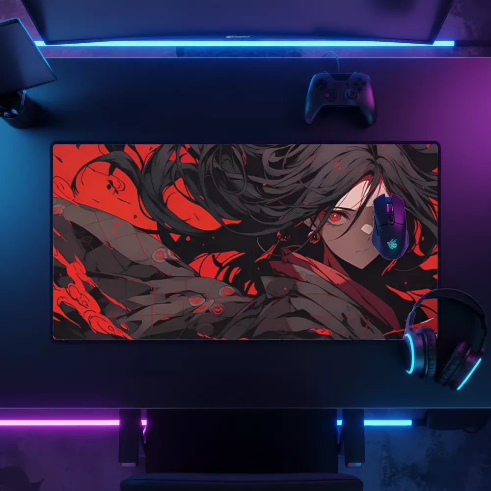 Grand tapis de souris Kunoichi rouge shinobi