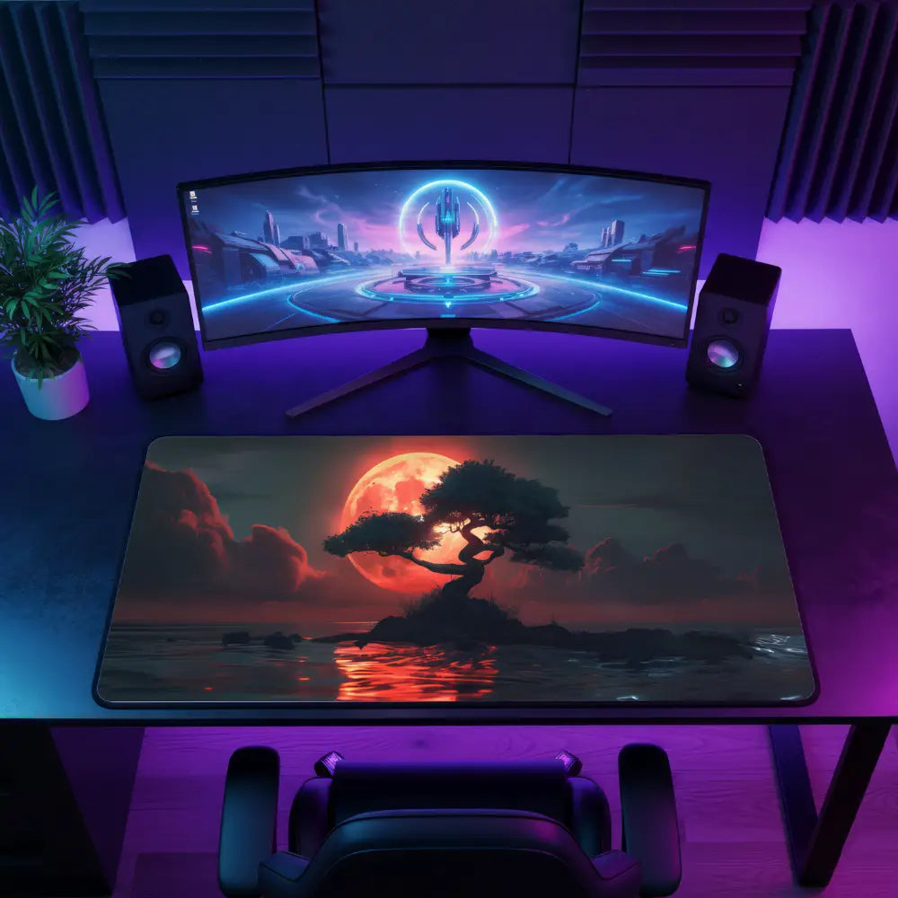 Tapis de souris XXXL - Sakura et coucher de soleil