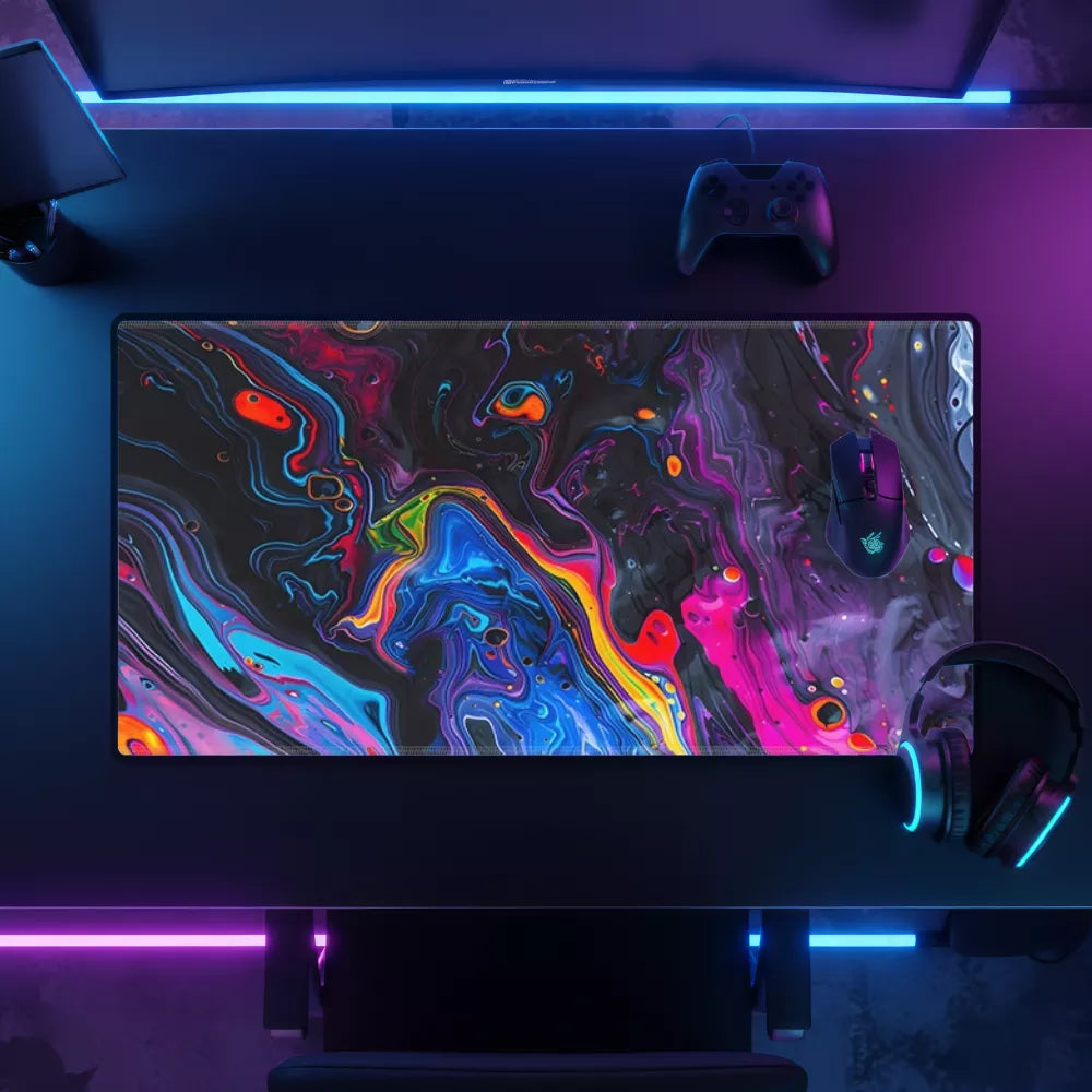Tapis de souris noir et bleu pour gaming