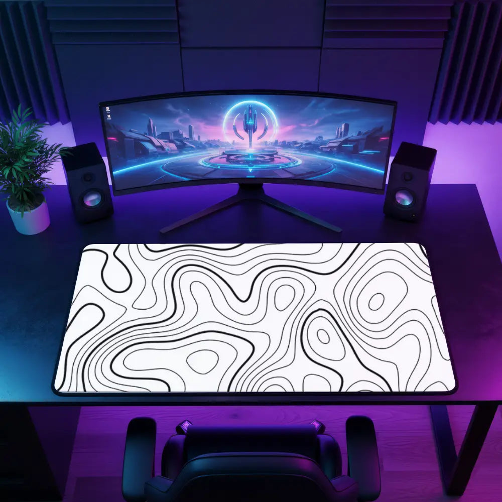 Tapis de souris XXXL - Forme Topographique blanc