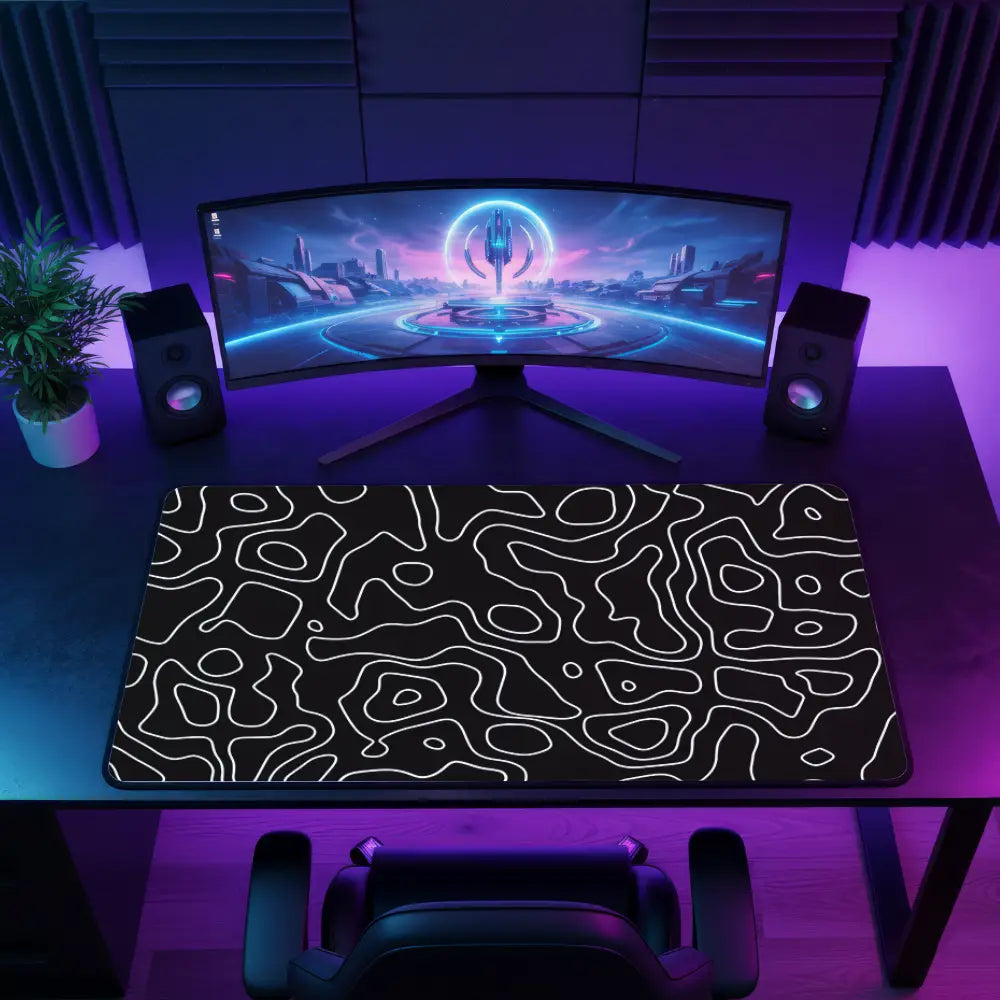 Tapis de souris XXXL - Forme Topographique Noir