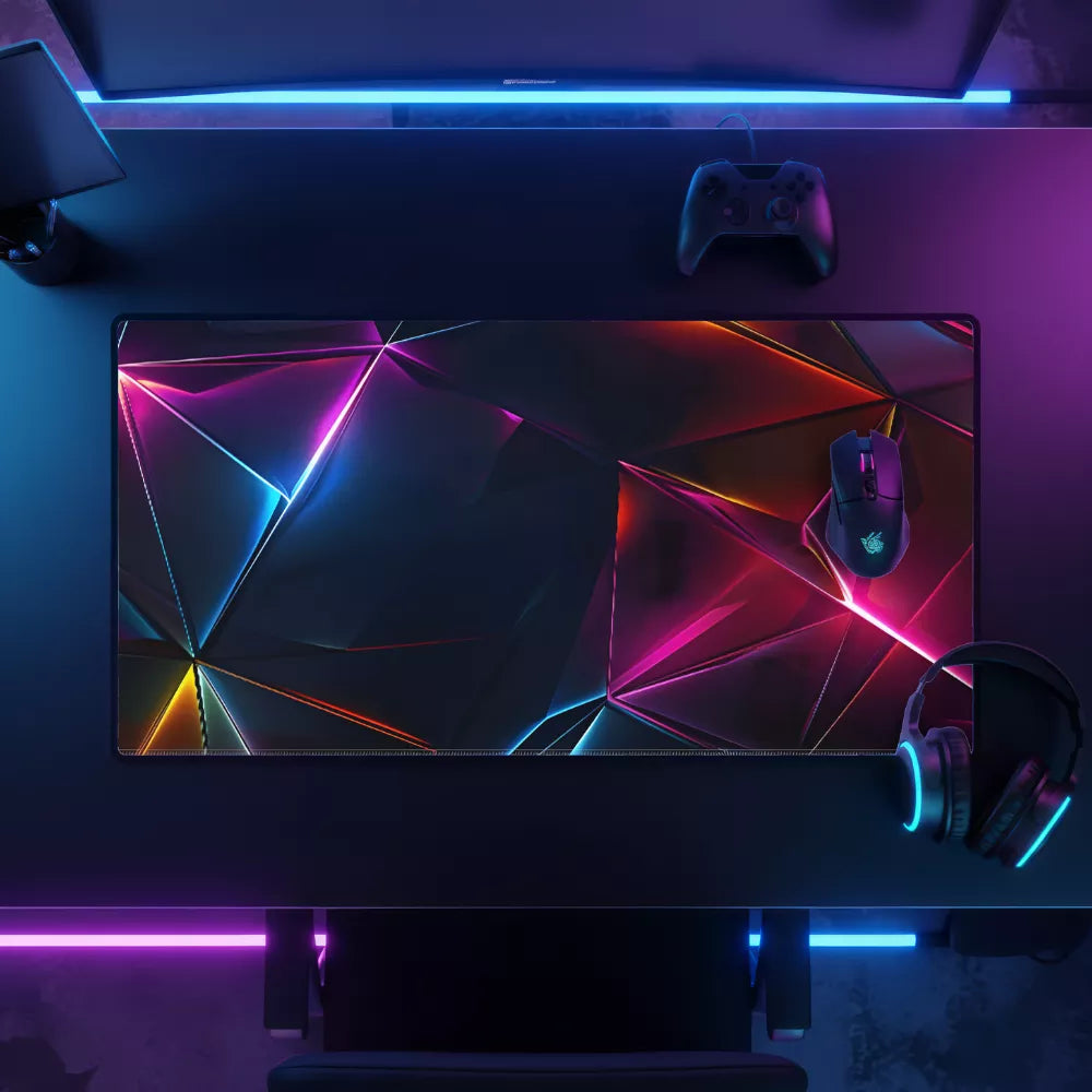 tapis de souris xxl gamer formes 3D néon intense