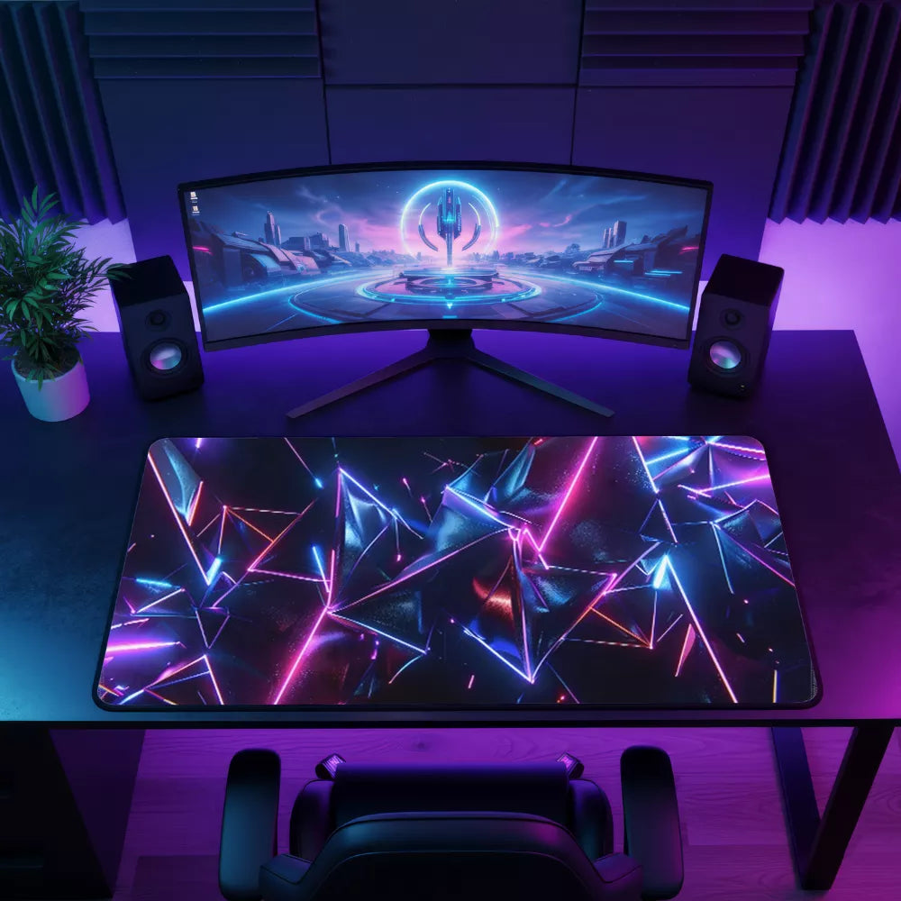 Tapis de souris gamer Forme néon violet et bleu