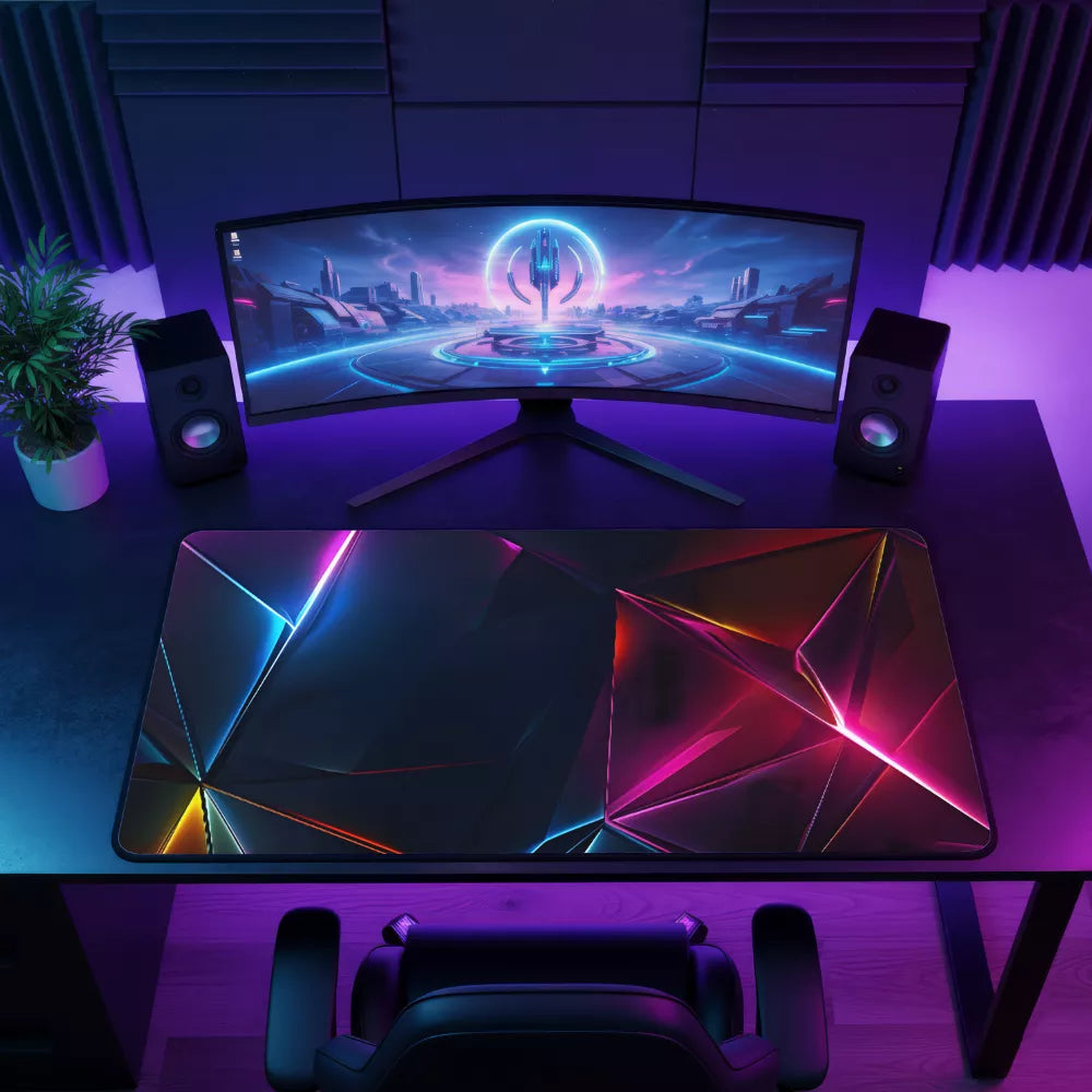 tapis de souris gamer grand formes 3D néon intense