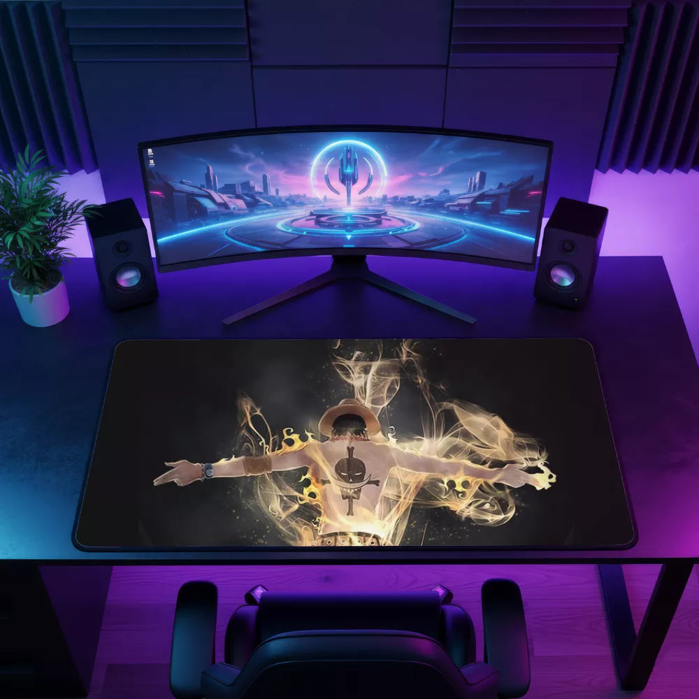 Tapis de souris 60x30 One Piece Ace design feu