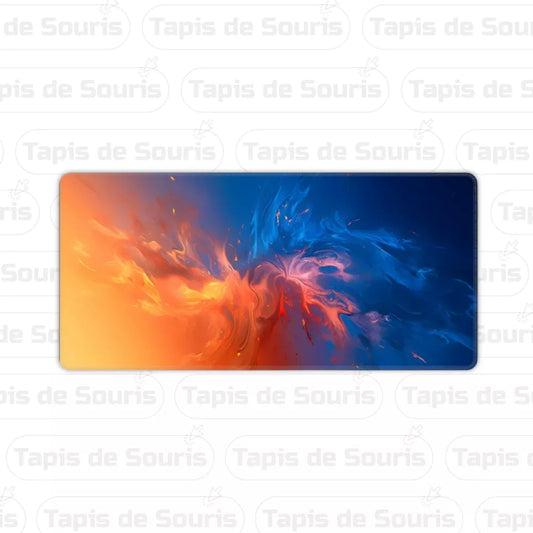 Tapis de souris gamer orange et bleu motif abstrait