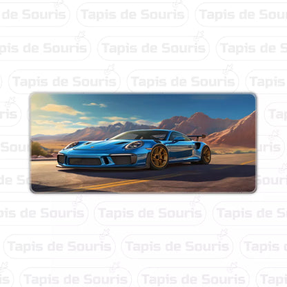 Tapis de souris voiture Porsche bleu design
