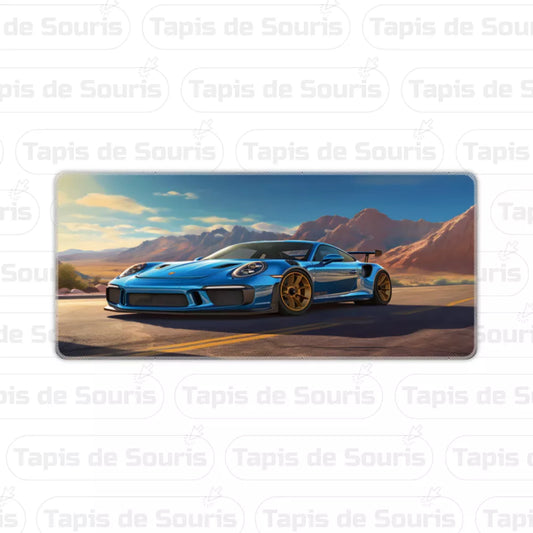 Tapis de souris voiture Porsche bleu design
