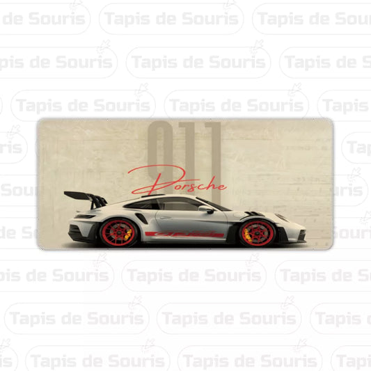 Tapis de souris voiture Porsche blanche, surface lisse et confortable