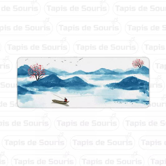 tapis de souris de gamer paysage japonnais bleu