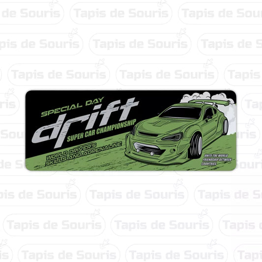 Tapis de souris XXL voiture drift, motifs détaillés et antidérapant