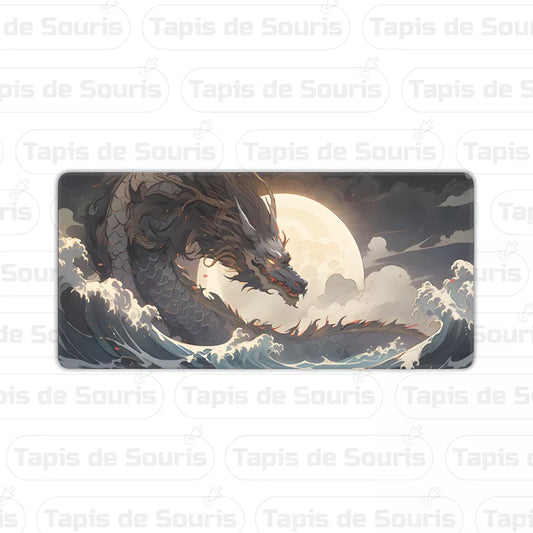 grand tapis de souris dragon coucher de soleil