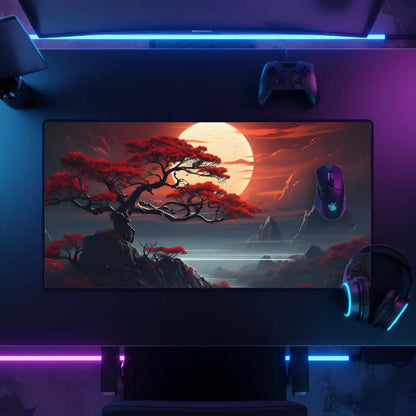 Tapis de souris XXXL - Sakura et coucher de soleil V2