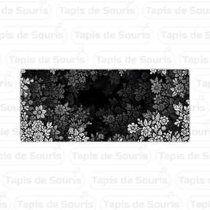Tapis de souris XXXL - Fleurs noir