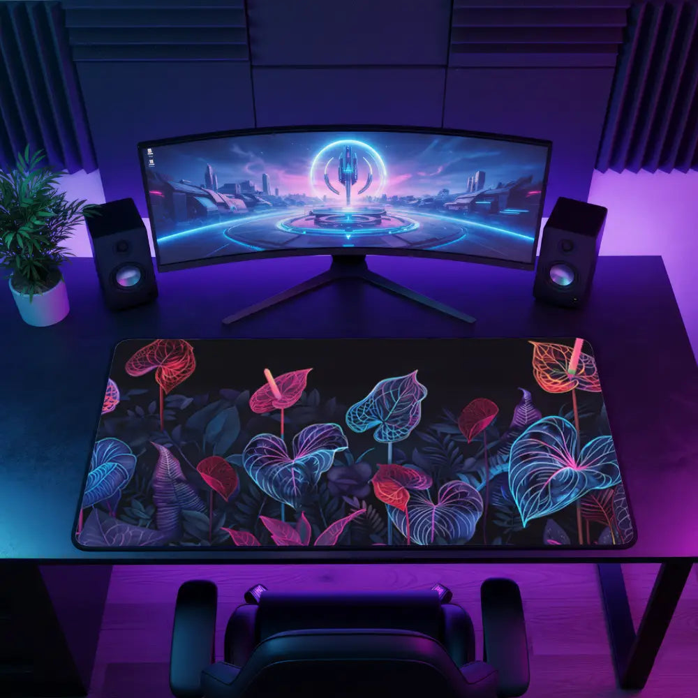 Tapis de souris XXL - Fleurs bleu