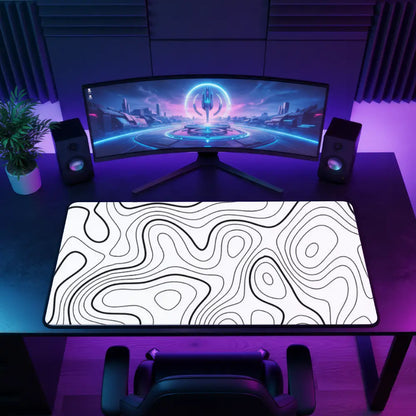 Tapis de souris XXXL - Forme Topographique blanc