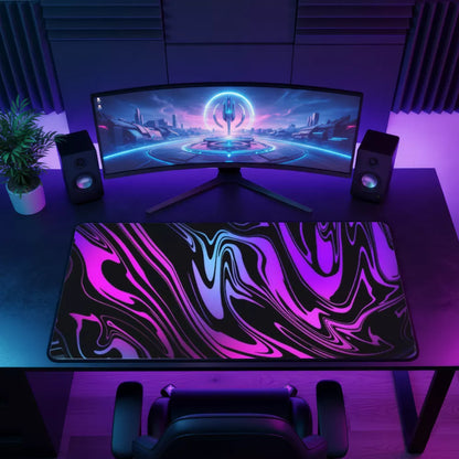 Tapis de souris XXL violet motif abstrait pour gamer